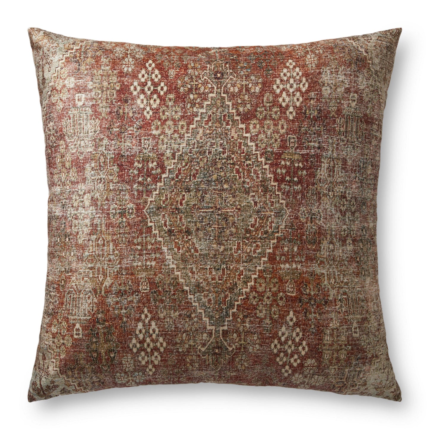 Photo of a pillow; FP0009 Red / Multi 36"W x 36"D x 6"H Pillow