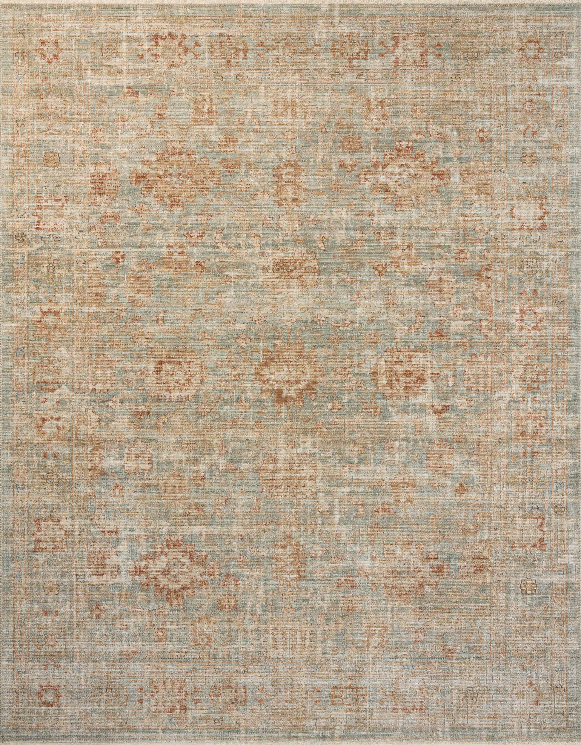 A picture of Loloi's Heritage rug, in style HER-06, color Aqua / Terracotta