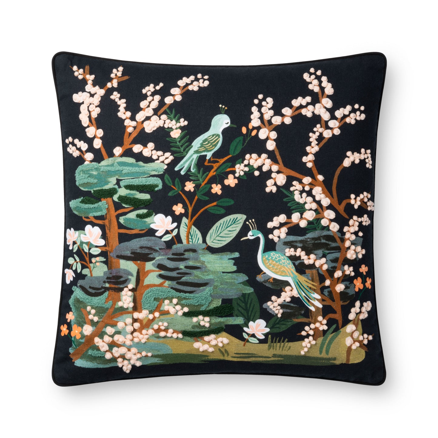 Photo of Loloi's Rifle Paper Co. x Loloi P6017 Black / Multi 22" x 22" Cover w/Poly Pillow
