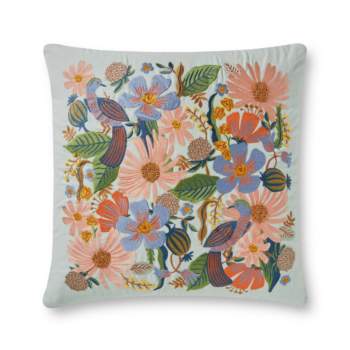 Photo of Loloi's Rifle Paper Co. x Loloi PRP0022 Dovecote Multi 22" x 22" Cover w/Poly Pillow