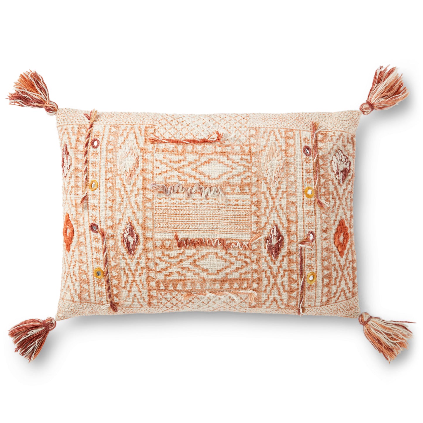 Photo of a pillow; P0877 Taupe / Multi 16" x 26" Cover w/Poly Pillow