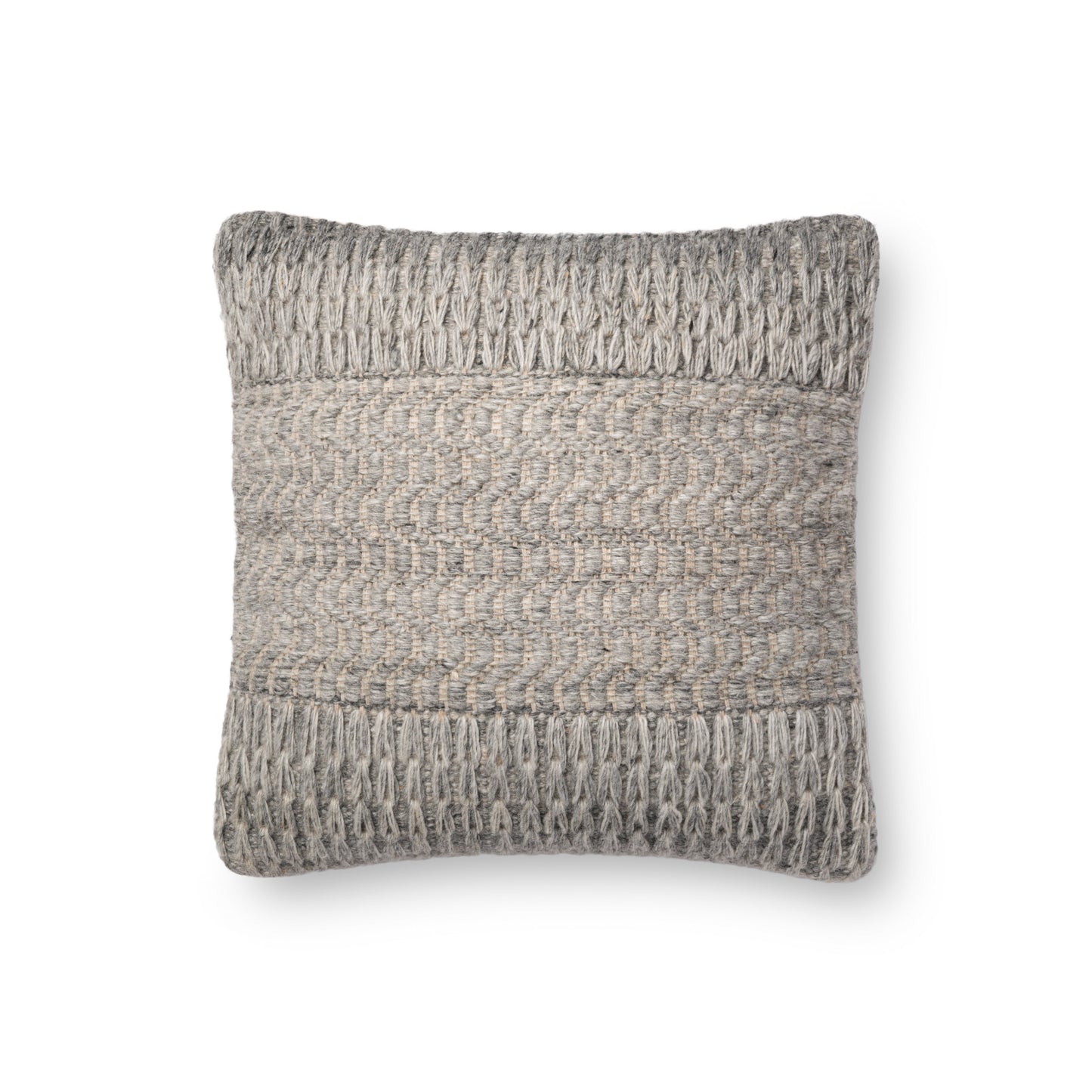 Photo of a pillow; P0697 Grey 18" x 18" Cover w/Poly Pillow