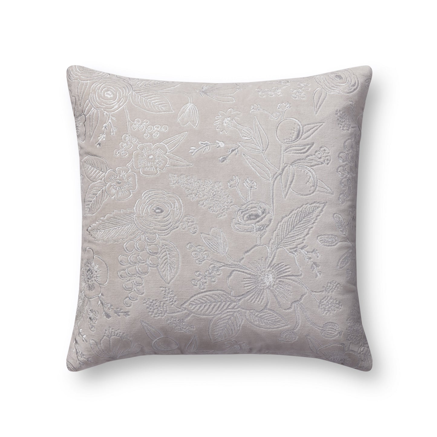 Photo of Loloi's Rifle Paper Co. x Loloi PRP0056 Grey 18'' x 18'' Cover w/Poly Pillow