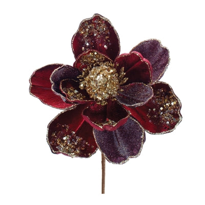 Glittered Velvet Magnolia Flower