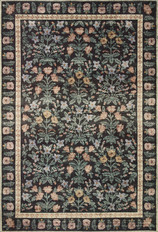 A picture of Loloi's Eden rug, in style EDE-02, color Mughal Garden Black