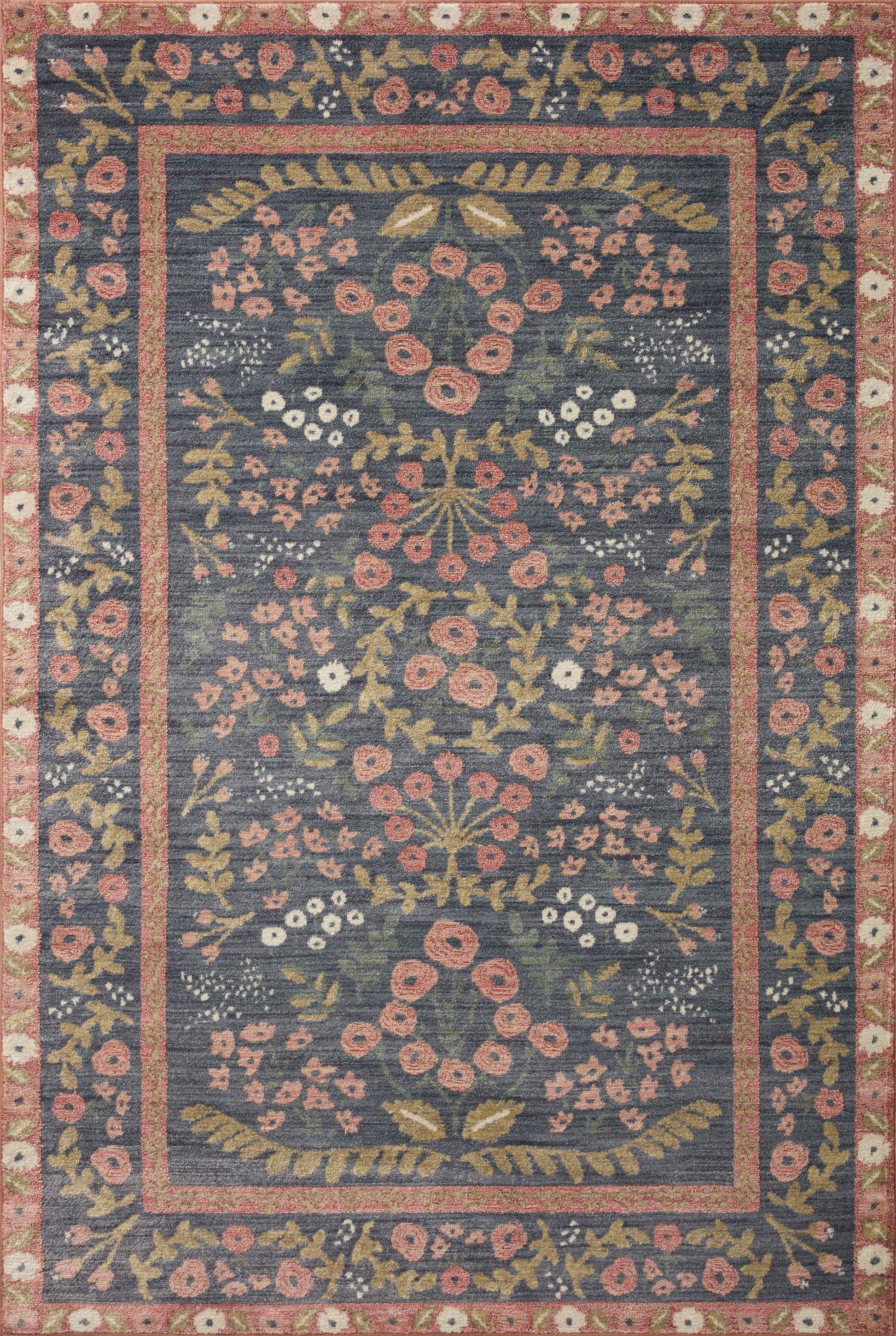 A picture of Loloi's Fiore rug, in style FIO-01, color Navy / Rust