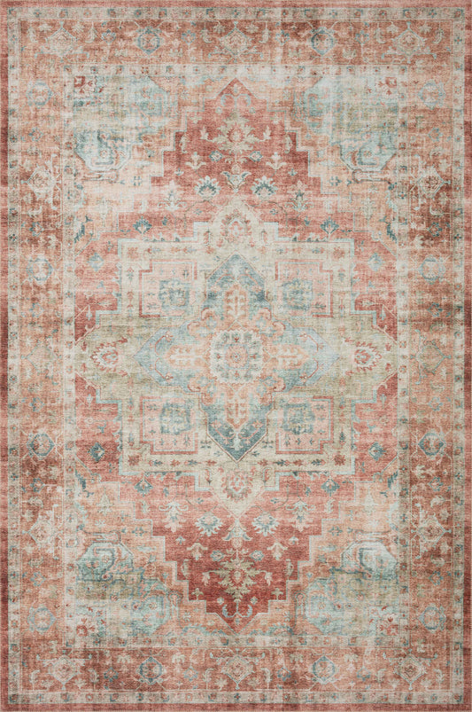 A picture of Loloi's Heidi rug, in style HEI-01, color Terracotta / Aqua