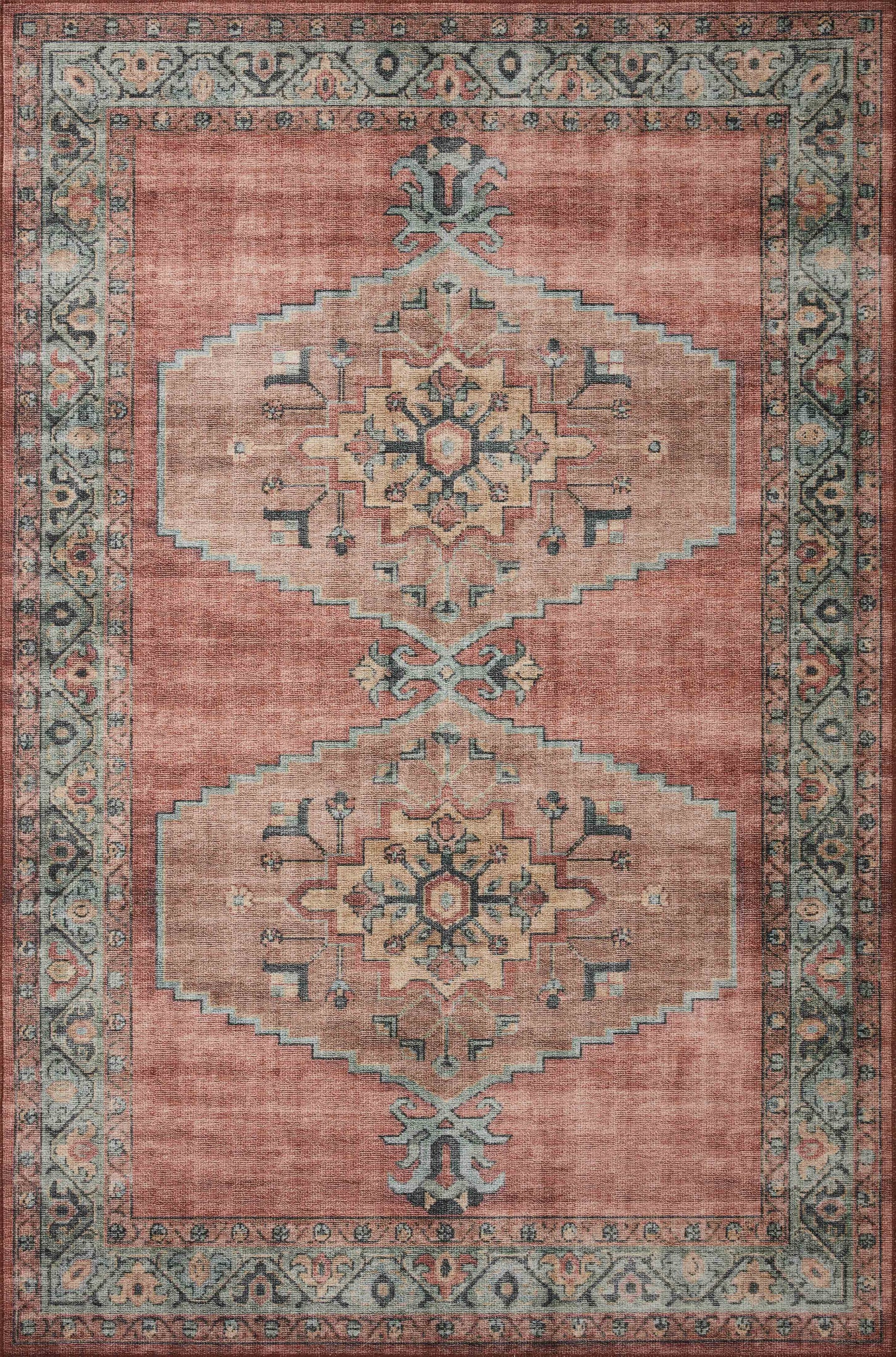 A picture of Loloi's Heidi rug, in style HEI-05, color Spice / Aqua