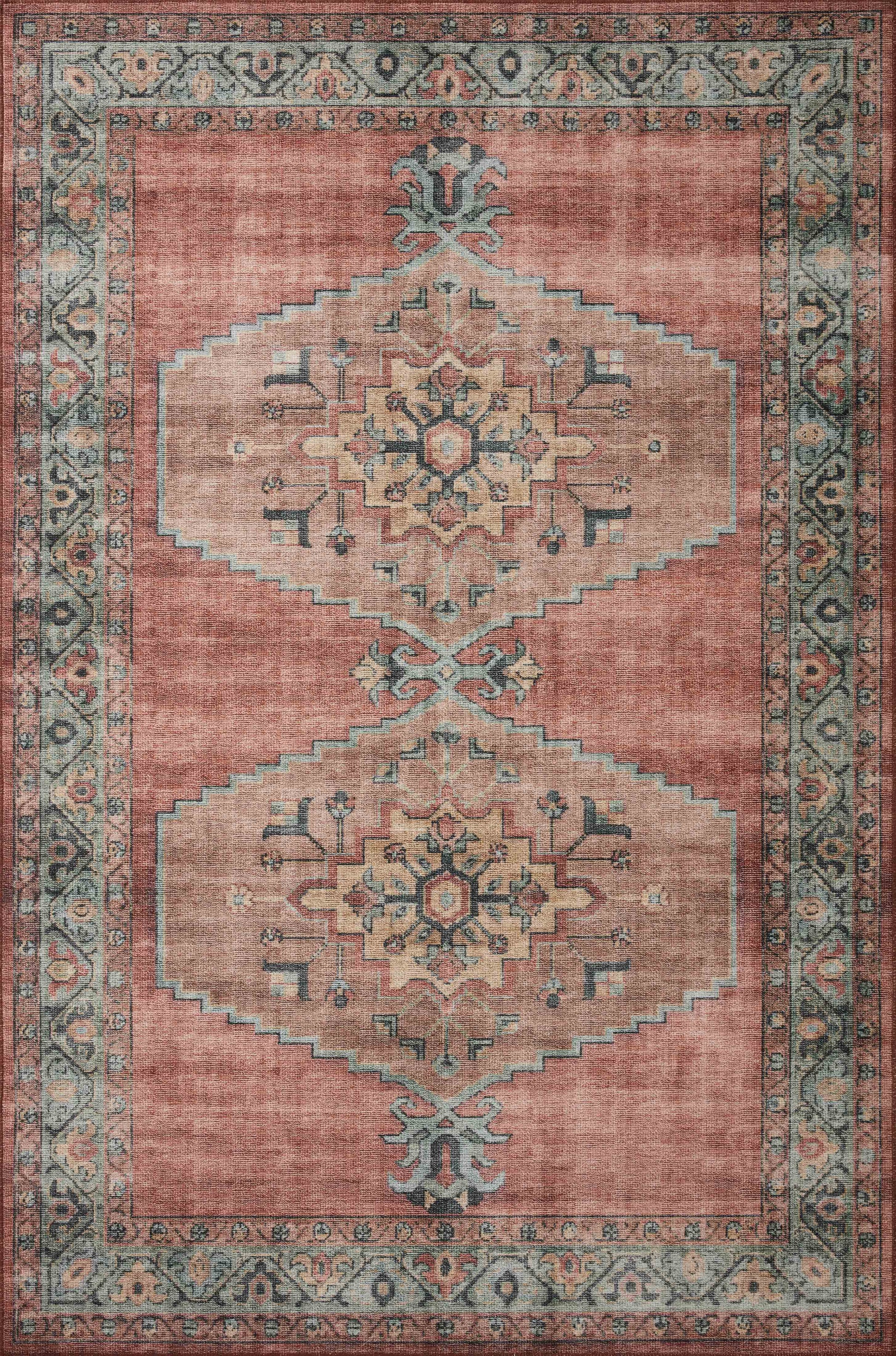 A picture of Loloi's Heidi rug, in style HEI-05, color Spice / Aqua