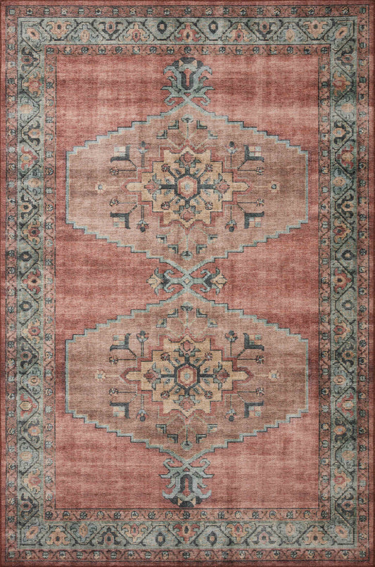 A picture of Loloi's Heidi rug, in style HEI-05, color Spice / Aqua