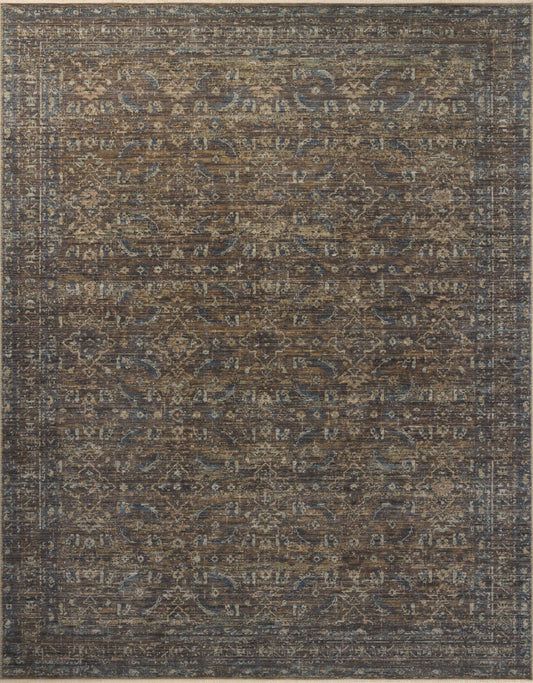 A picture of Loloi's Heritage rug, in style HER-14, color Lagoon / Tobacco