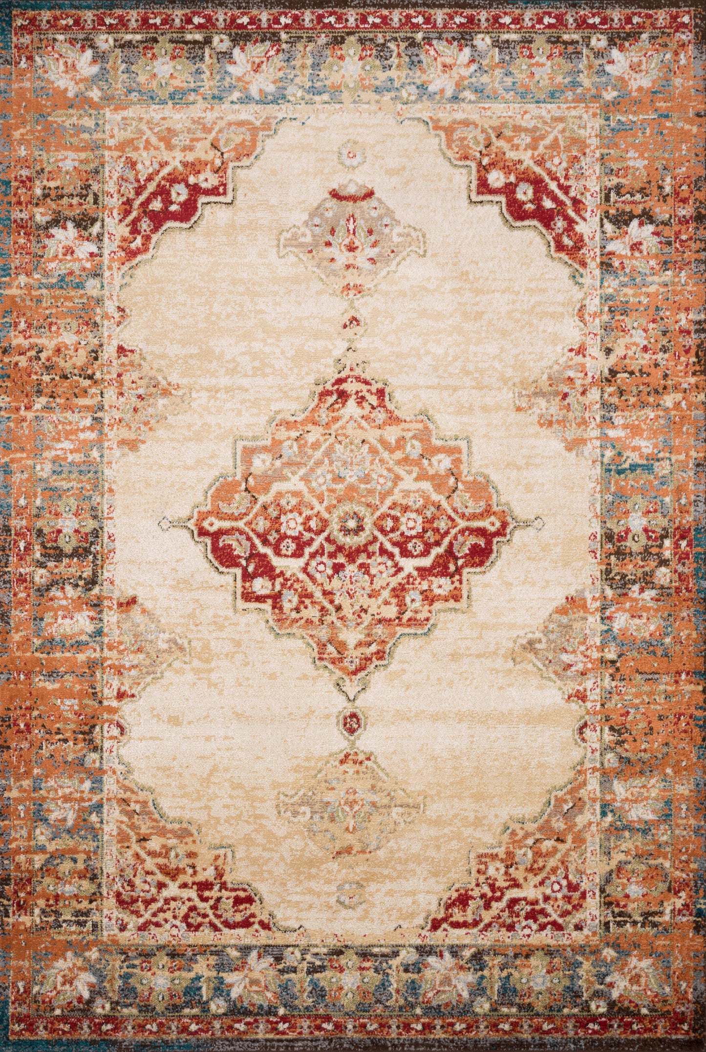 A picture of Loloi's Isadora rug, in style ISA-04, color Ant. Ivory / Sunset