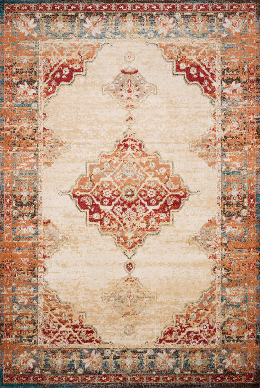 A picture of Loloi's Isadora rug, in style ISA-04, color Ant. Ivory / Sunset