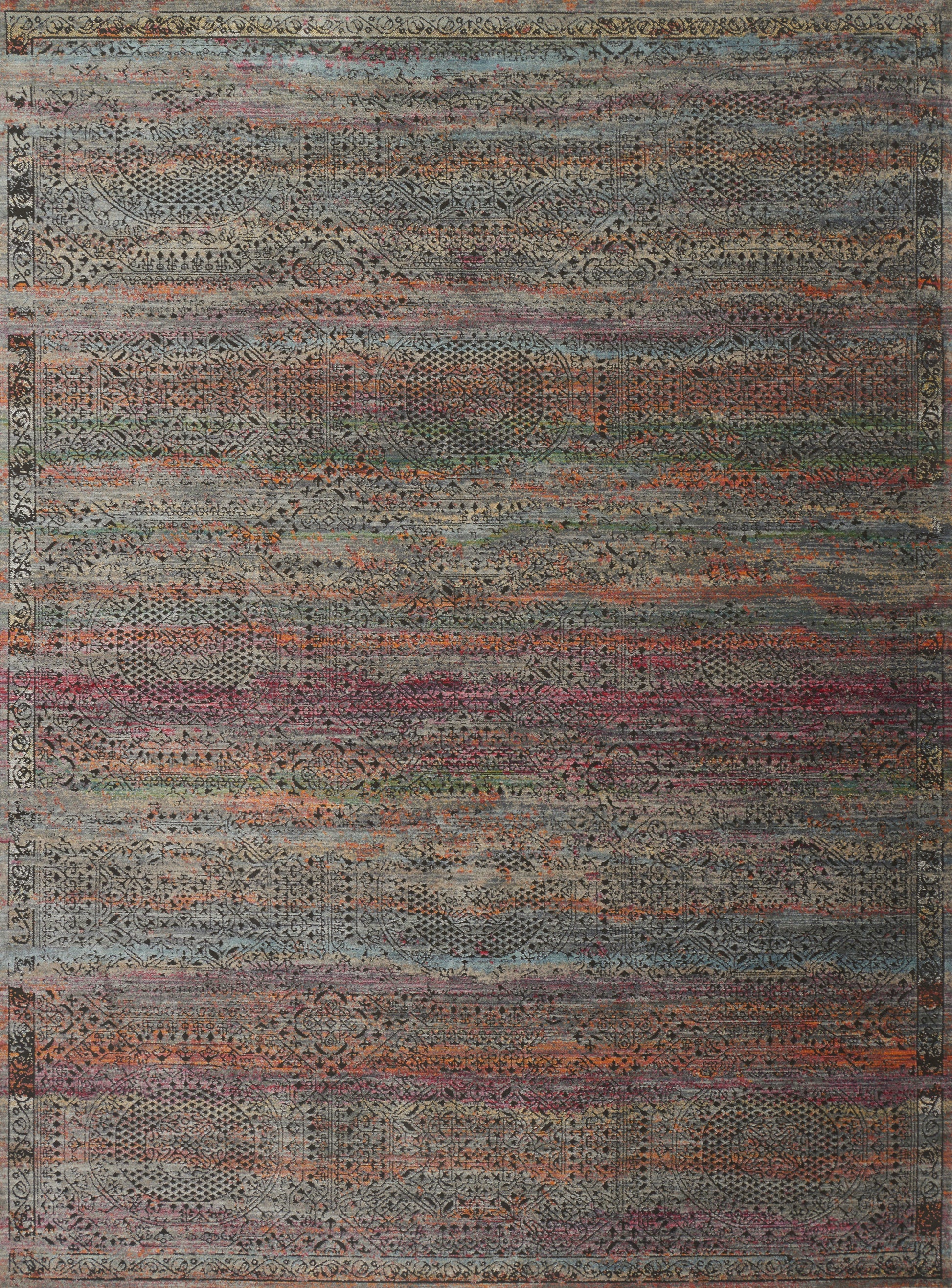 A picture of Loloi's Javari rug, in style JV-02, color Charcoal / Sunset