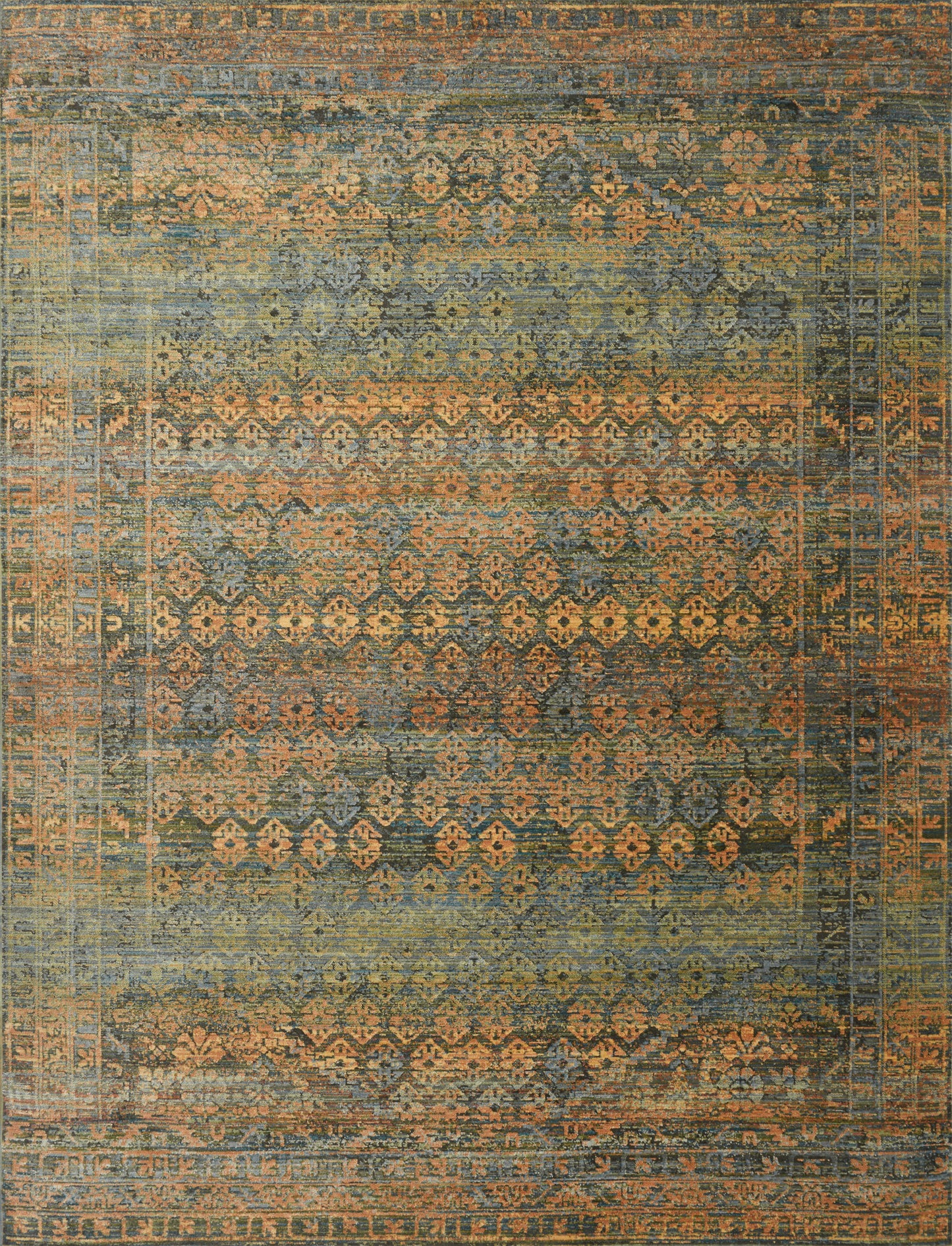 A picture of Loloi's Javari rug, in style JV-03, color Lagoon / Fiesta