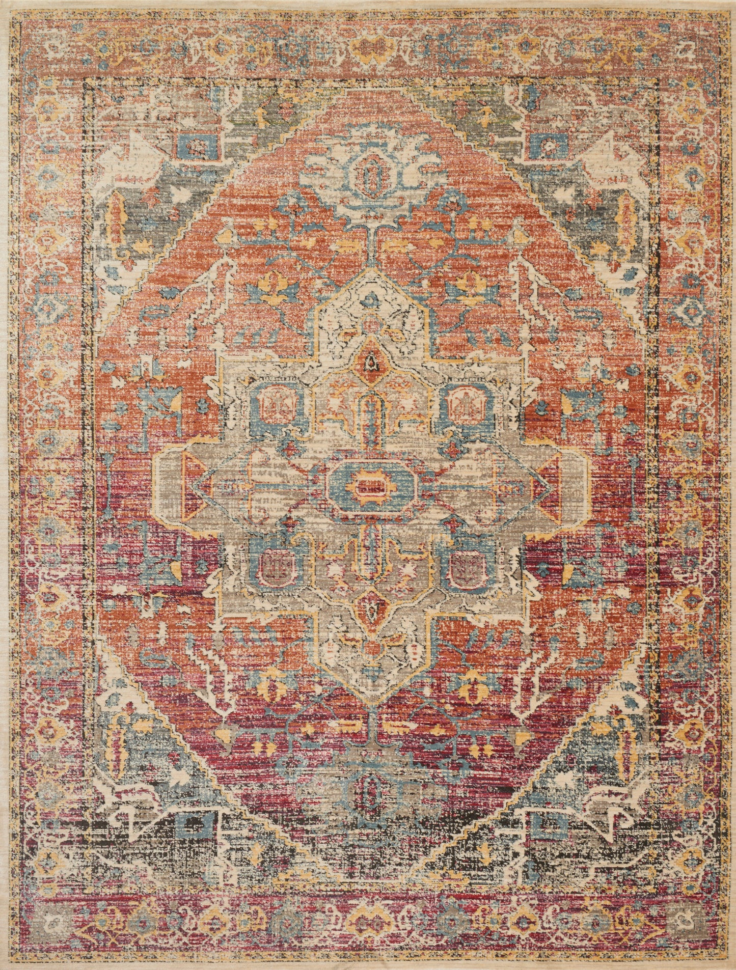 A picture of Loloi's Javari rug, in style JV-08, color Berry / Sunrise