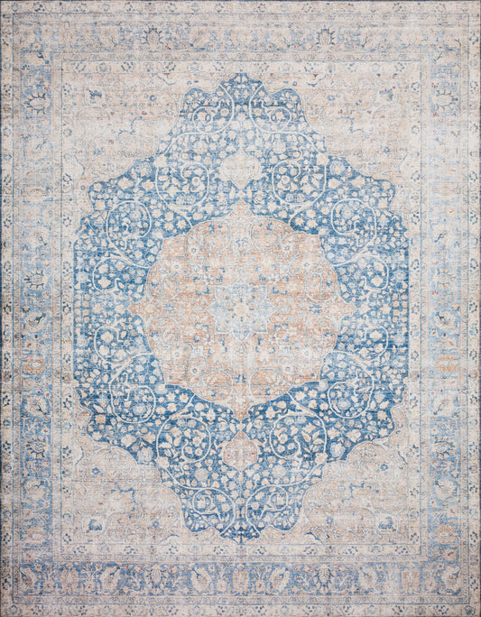 A picture of Loloi's Layla rug, in style LAY-07, color Blue / Tangerine