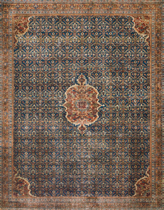 A picture of Loloi's Layla rug, in style LAY-09, color Cobalt Blue / Spice