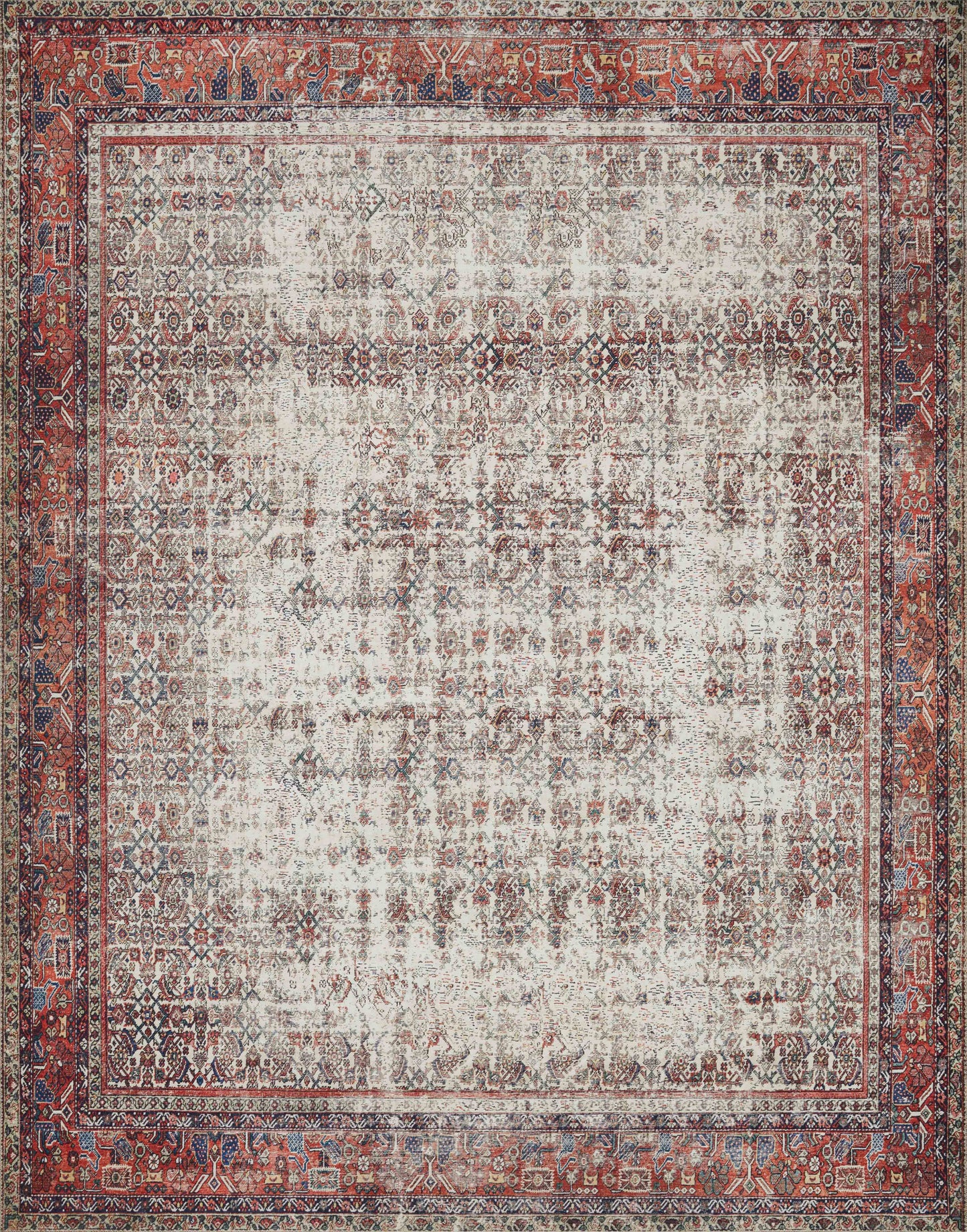 A picture of Loloi's Layla rug, in style LAY-12, color Ivory / Brick