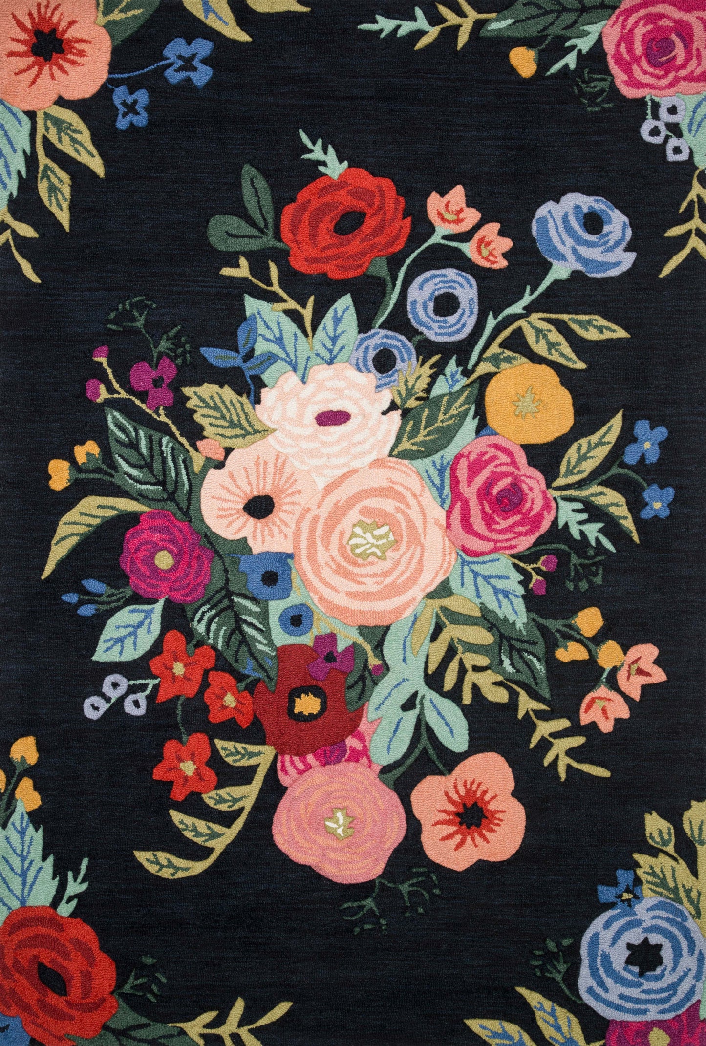 A picture of Loloi's Les Fleurs rug, in style LES-03, color Black / Multi