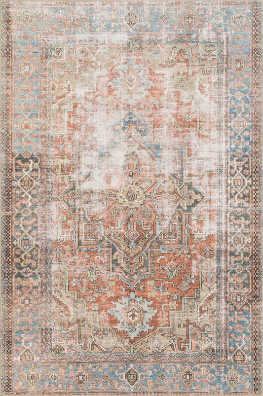 A picture of Loloi's Loren rug, in style LQ-15, color Terracotta / Sky