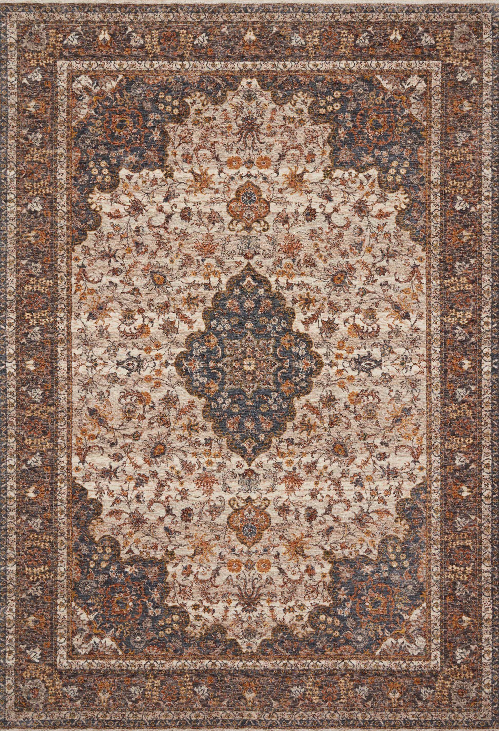 A picture of Loloi's Lourdes rug, in style LOU-01, color Natural / Ocean