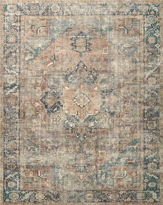 A picture of Loloi's Margot rug, in style MAT-02, color Terracotta / Lagoon