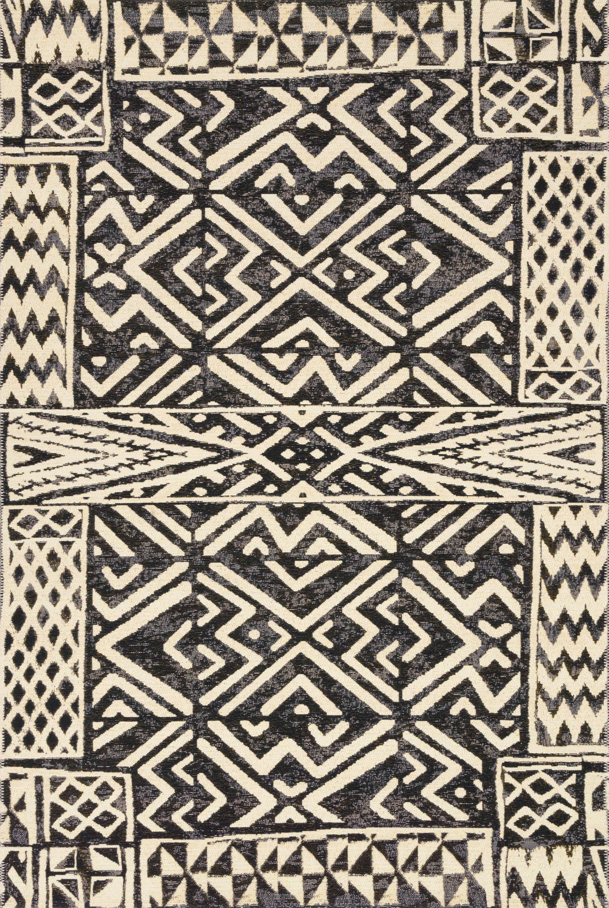 A picture of Loloi's Mika rug, in style MIK-13, color Ivory / Black