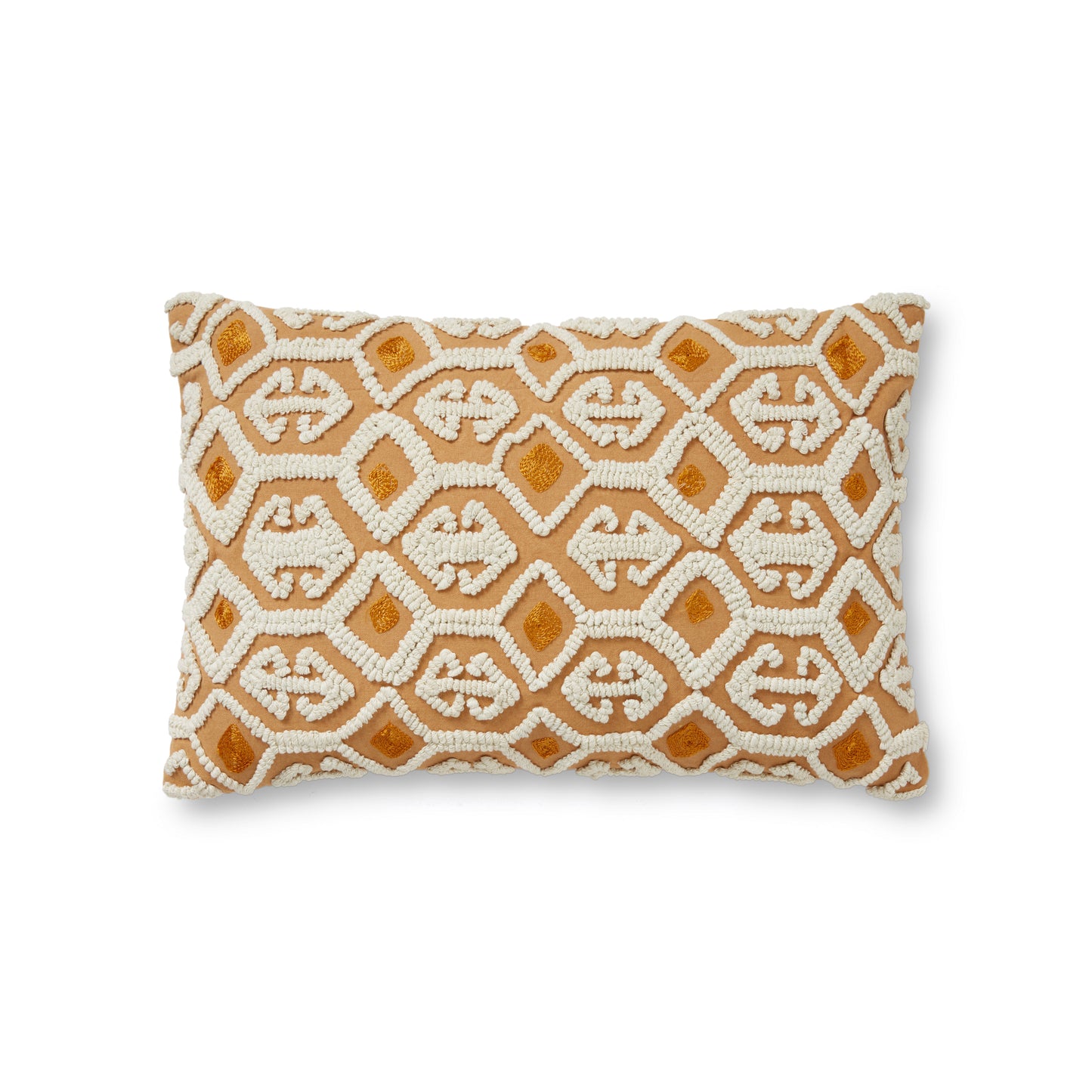 Photo of a pillow;  PLL0050 Ivory / Multi 13" x 21" Cover w/Poly Pillow