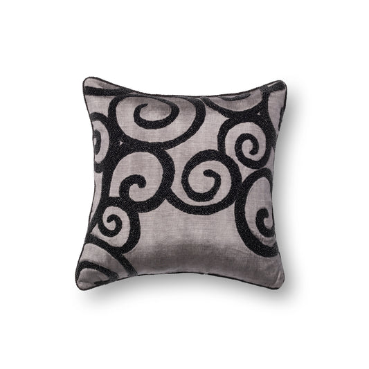 Photo of a pillow;  P0010 Grey / Black 18" x 18" Cover w/Poly Pillow