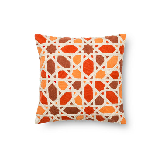 Photo of a pillow;  P0301 Orange / Red 18" x 18" Cover w/Poly Pillow