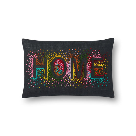 Photo of a pillow;  P0560 Black / Multi 13" x 21" Cover w/Poly Pillow