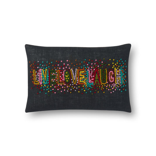 Photo of a pillow;  P0561 Black / Multi 13" x 21" Cover w/Poly Pillow