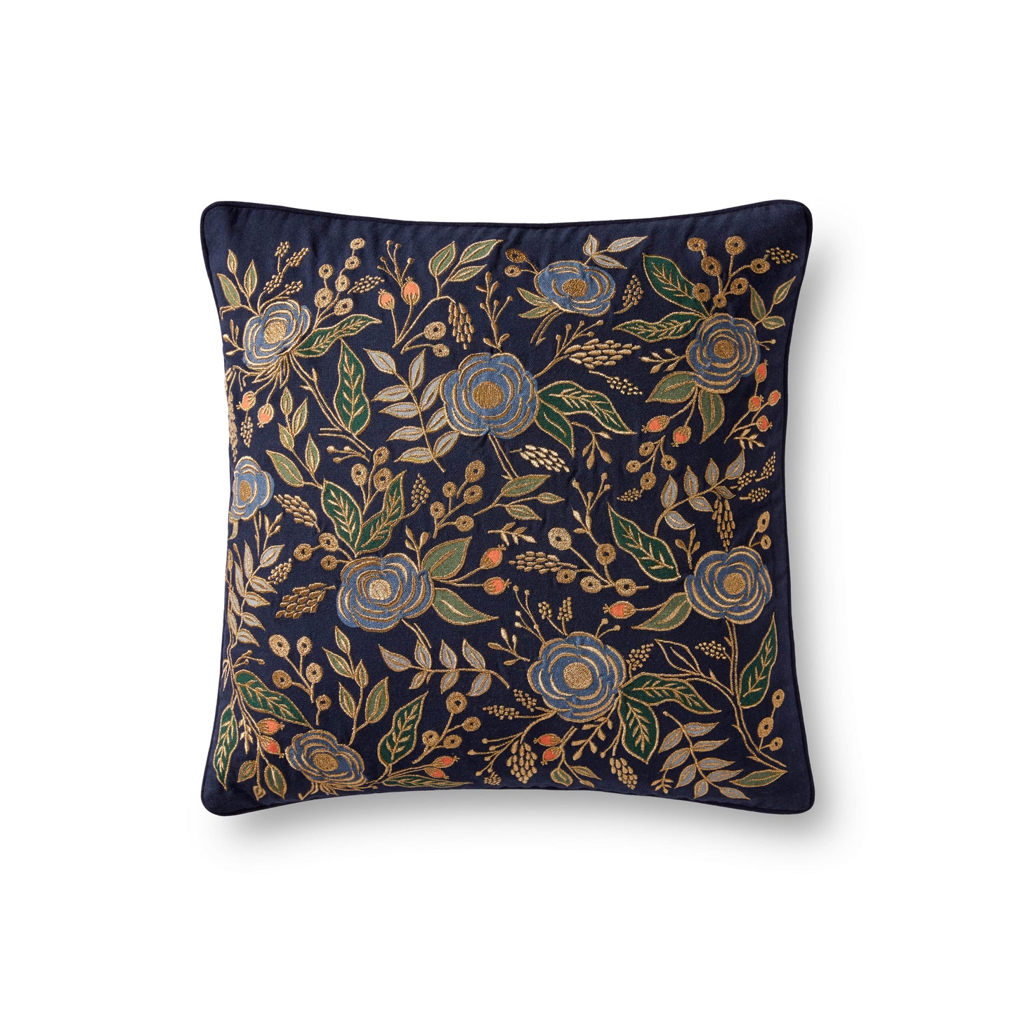 Photo of Loloi's Rifle Paper Co. x Loloi P6073 Navy / Multi 18" x 18" Cover w/Poly Pillow