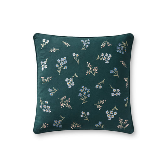 Photo of Loloi's Rifle Paper Co. x Loloi P6075 Teal / Multi 18" x 18" Cover w/Poly Pillow