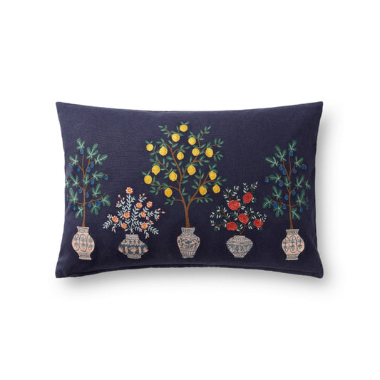 Photo of Loloi's Rifle Paper Co. x Loloi PRP0009 Navy / Multi 13" x 21" Cover w/Poly Pillow
