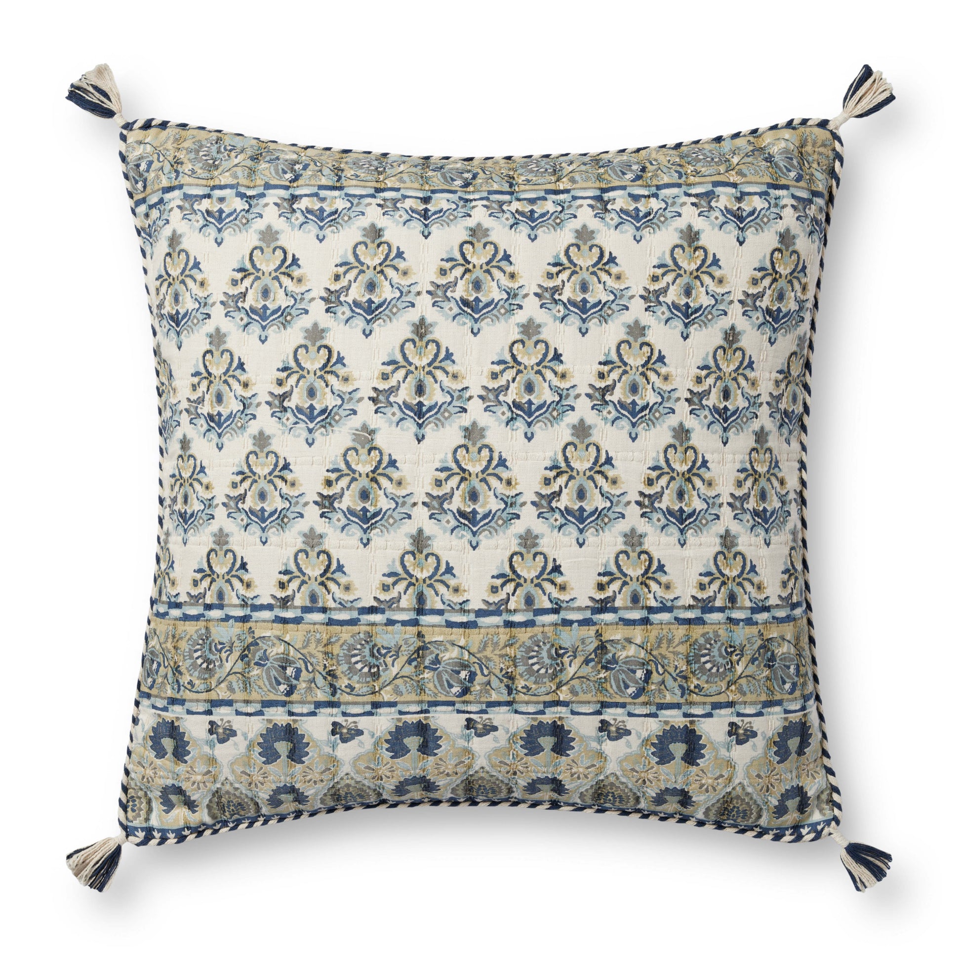 Photo of a pillow;  PLL0114 Blue / Multi 22'' x 22'' Cover w/Poly Pillow