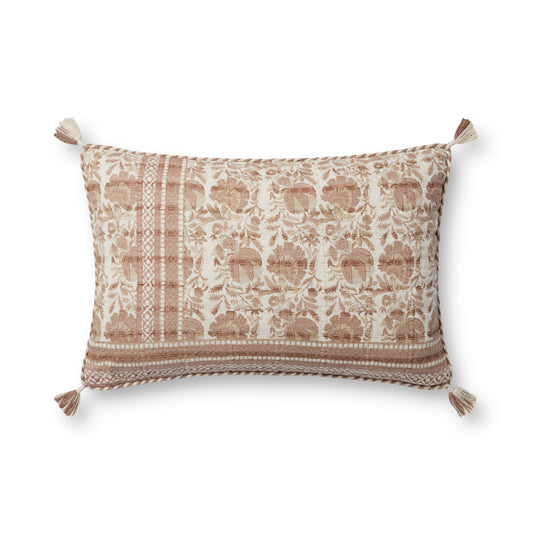 Photo of a pillow;  PLL0117 Blush / Ivory 13'' x 21'' Cover w/Poly Pillow