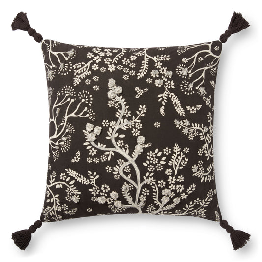 Photo of a pillow;  PLL0026 Black / Ivory 22" x 22" Cover w/Poly Pillow