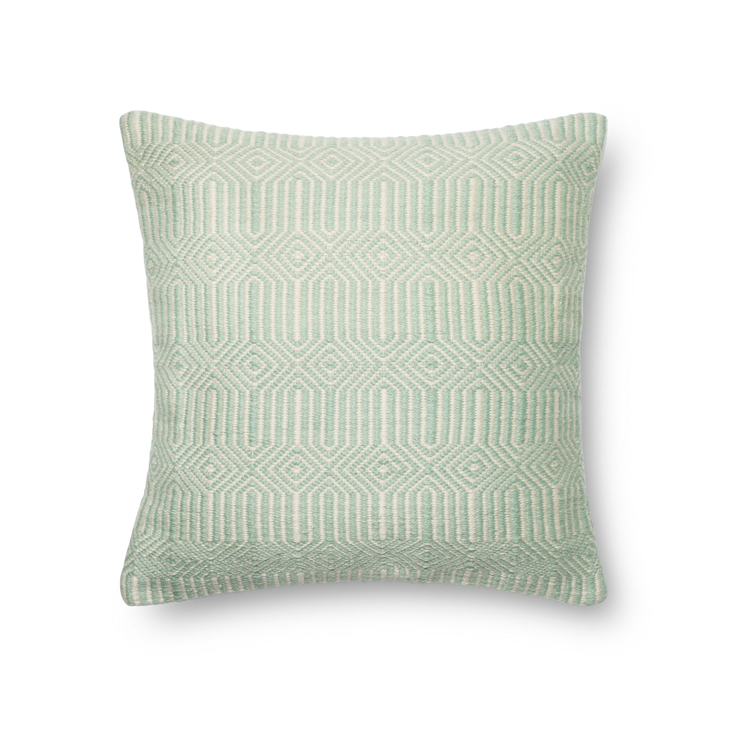 Photo of a pillow;  P0339 Aqua / Ivory 22" x 22" Cover w/Poly Pillow