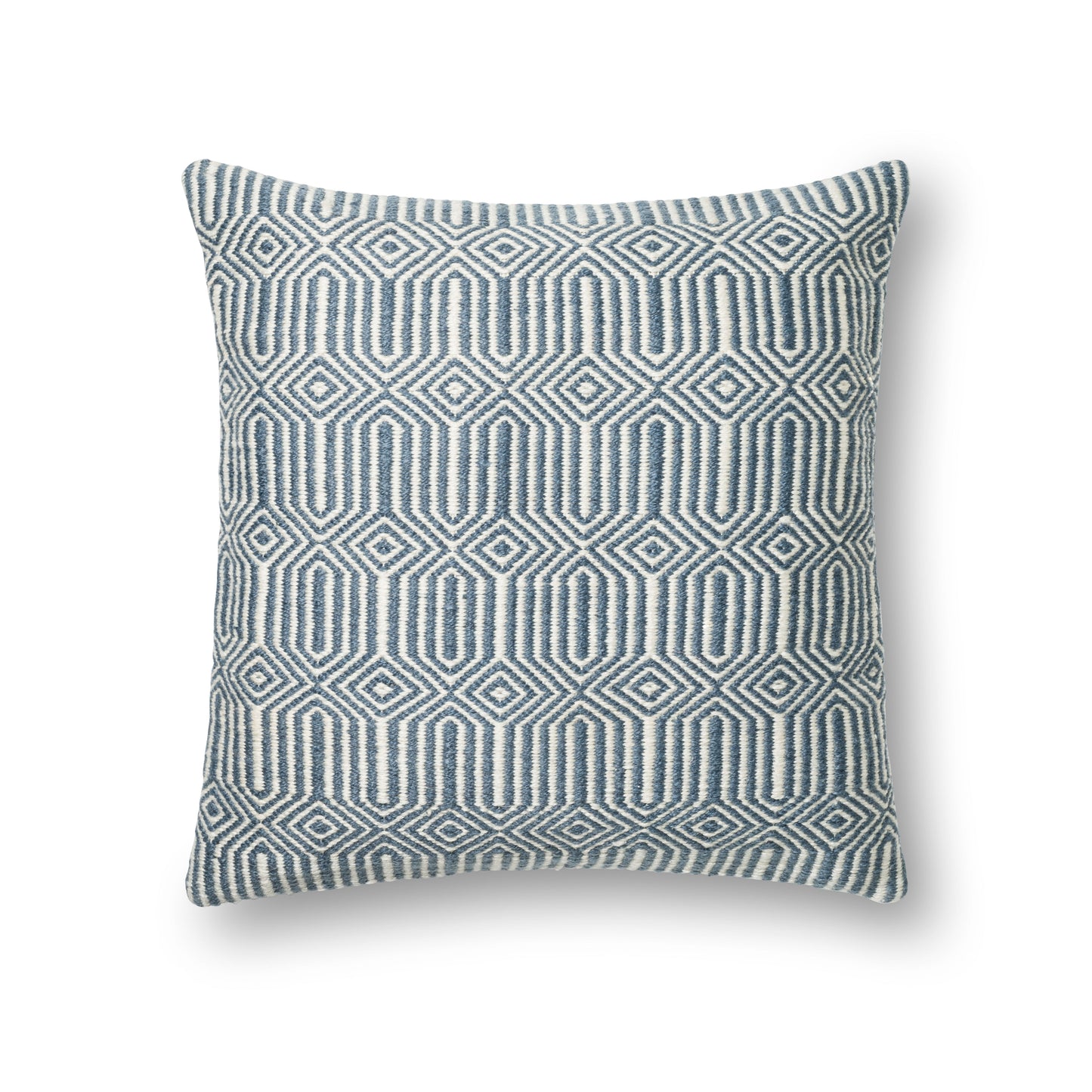 Photo of a pillow;  P0339 Blue / Ivory 22" x 22" Cover w/Poly Pillow