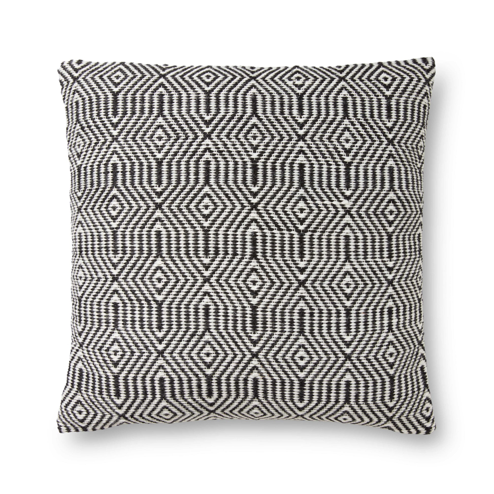 Photo of a pillow;  P0339 Black / White 22" x 22" Cover w/Poly Pillow