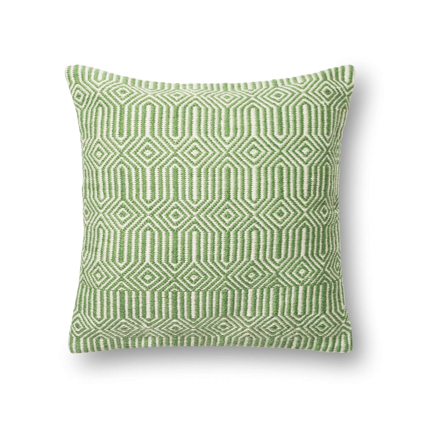 Photo of a pillow;  P0339 Green / Ivory 22" x 22" Cover w/Poly Pillow