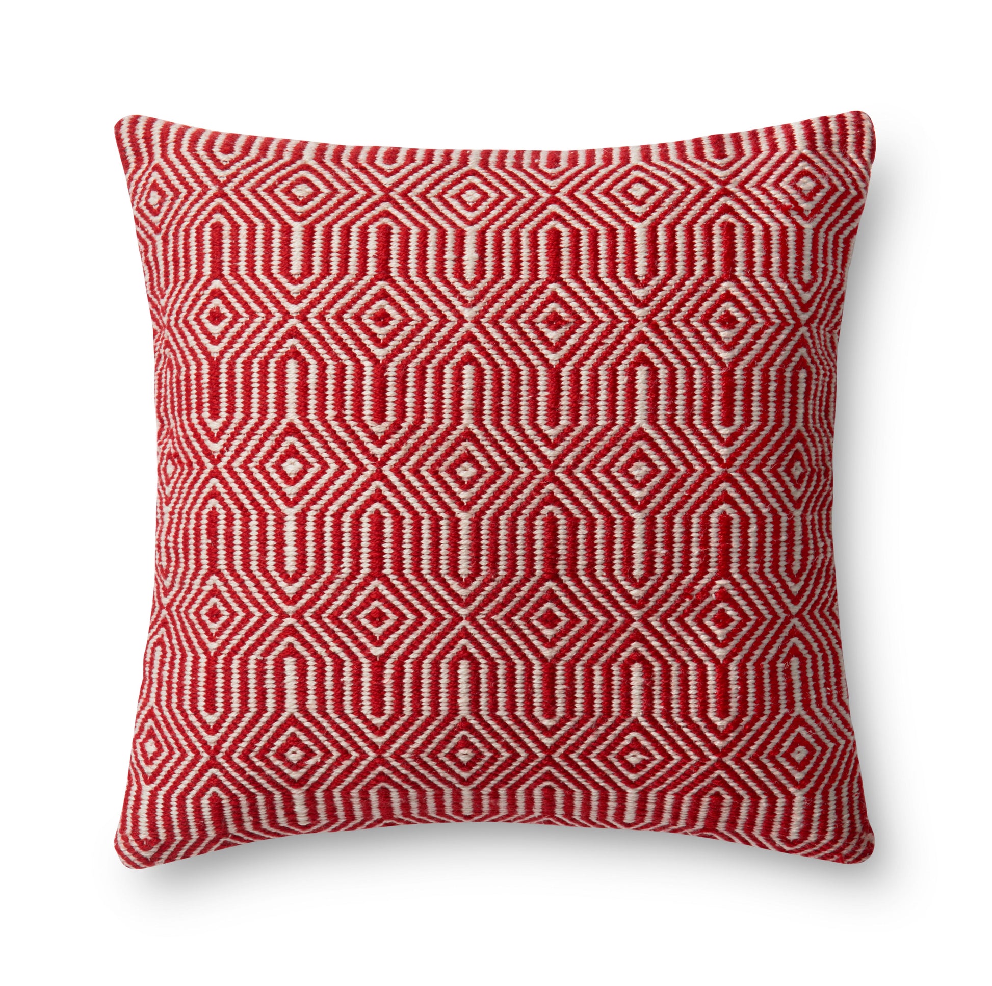 Photo of a pillow;  P0339 Red / Ivory 22" x 22" Cover w/Poly Pillow