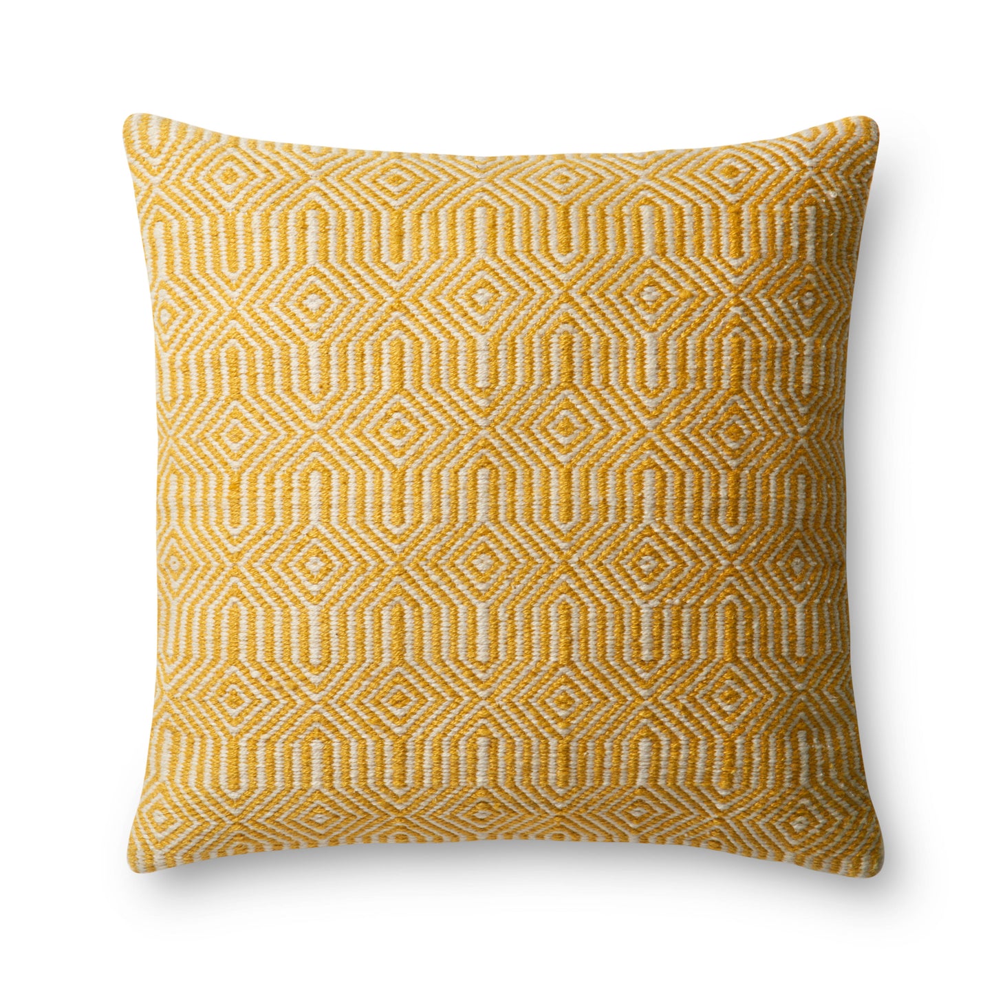 Photo of a pillow;  P0339 Yellow / Ivory 22" x 22" Cover w/Poly Pillow