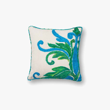 Photo of a pillow;  P0232 Green / Blue 18" x 18" Cover w/Poly Pillow