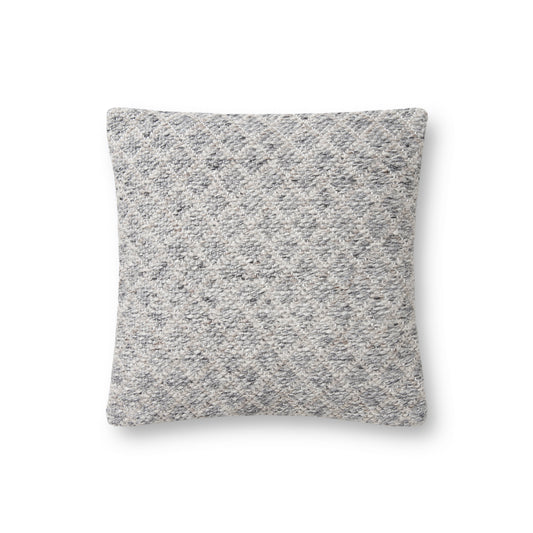 Photo of a pillow;  PLL0066 Grey 18" x 18" Cover w/Poly Pillow