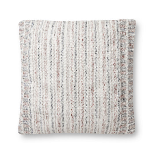 Photo of a pillow;  PLL0070 Grey / Natural 22" x 22" Cover w/Poly Pillow