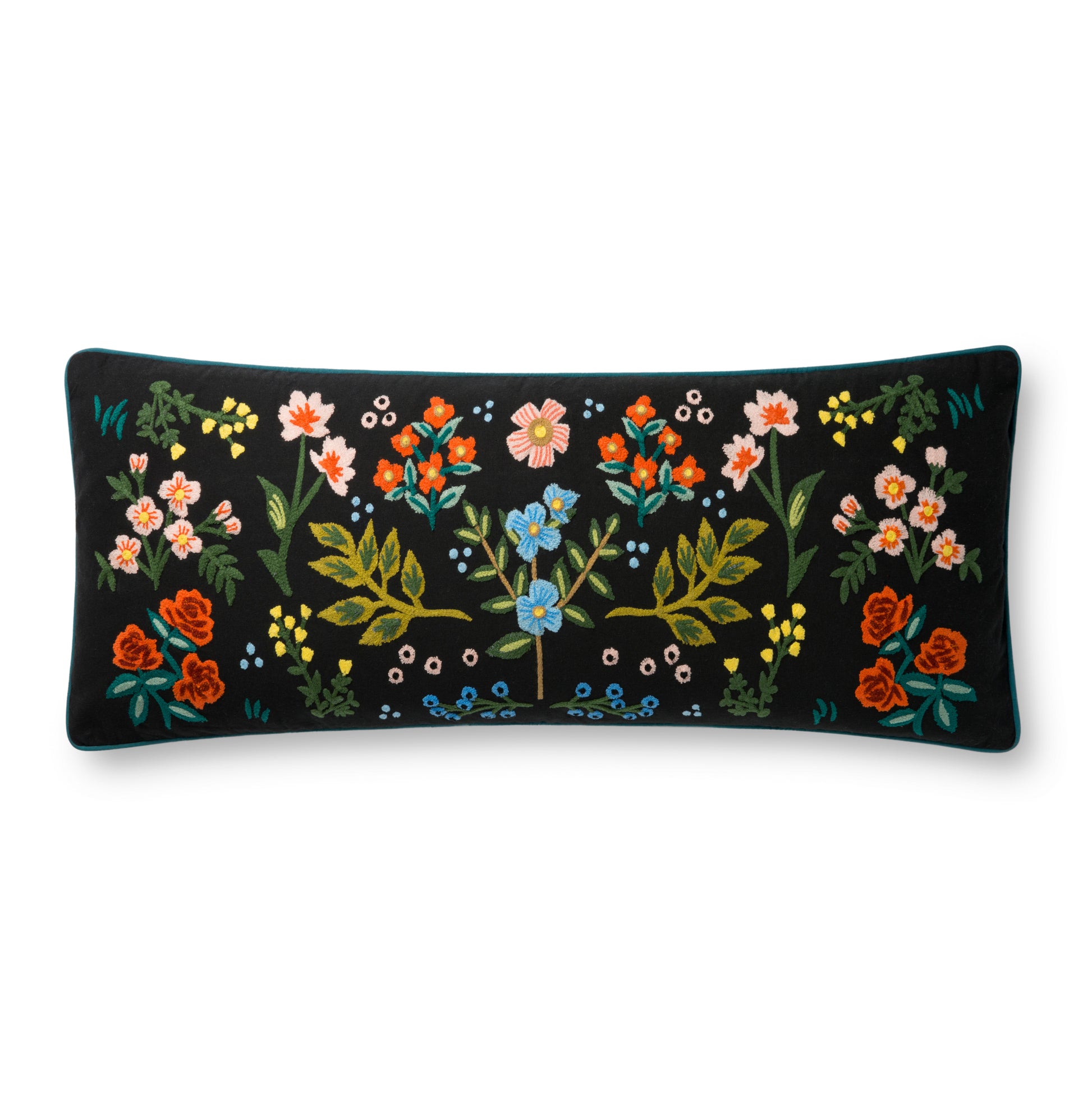 Photo of Loloi's Rifle Paper Co. x Loloi P6028 Black / Multi 13" x 35" Cover w/Poly Pillow