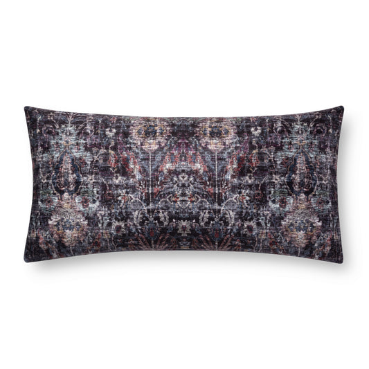 Photo of a pillow;  P0686 Black / Multi 12" x 27" Cover w/Poly Pillow